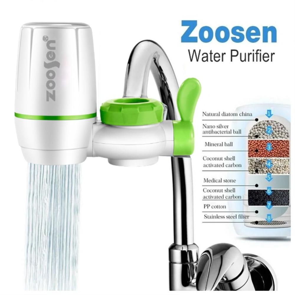 Filtro Purificador Agua Grifo 7 Niveles Carbón Activado Doble Salida