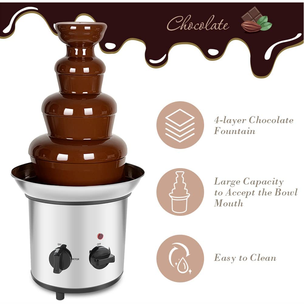 Fuente Chocolate Fondue 4 Niveles Acero Inoxidable Renahouse 170W
