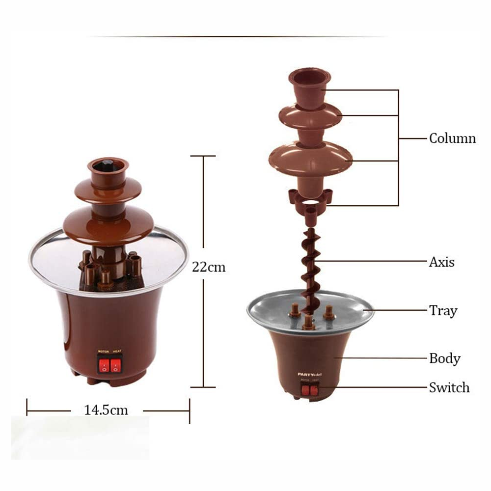 Fuente Chocolate Mini 3 Niveles Fondue Eléctrica Fiestas Postres Casa
