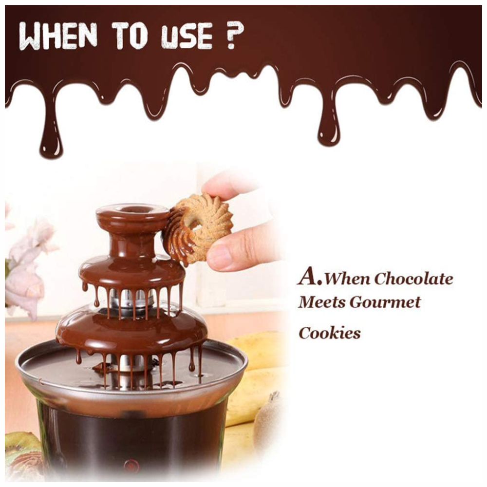 Fuente Chocolate Mini 3 Niveles Fondue Eléctrica Fiestas Postres Casa