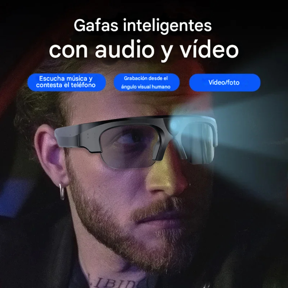 Gafas Inteligentes Cámara 2K Video Fotos Bluetooth Lentes Deportivas
