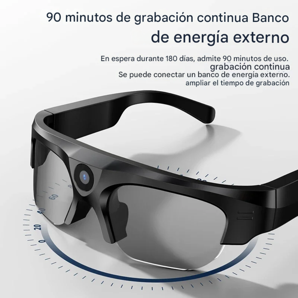 Gafas Inteligentes Cámara 2K Video Fotos Bluetooth Lentes Deportivas