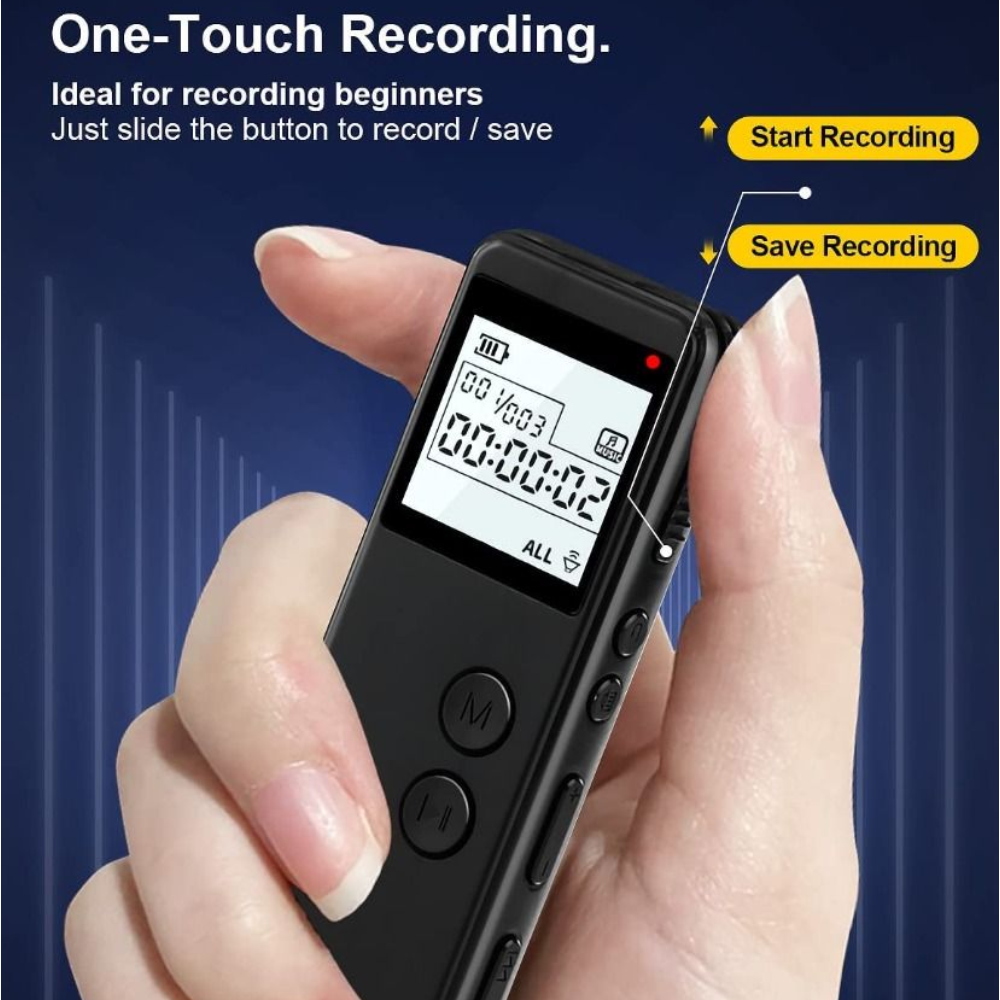 Grabadora Voz Digital Periodista MP3 Pantalla Reducción Ruido 32GB