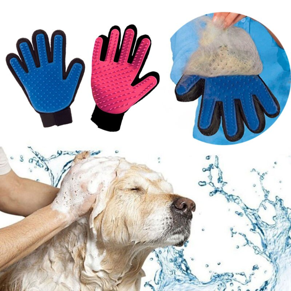 Guante Quita Pelo Masajeador Perros Gatos Silicona 180 Puntas Azul