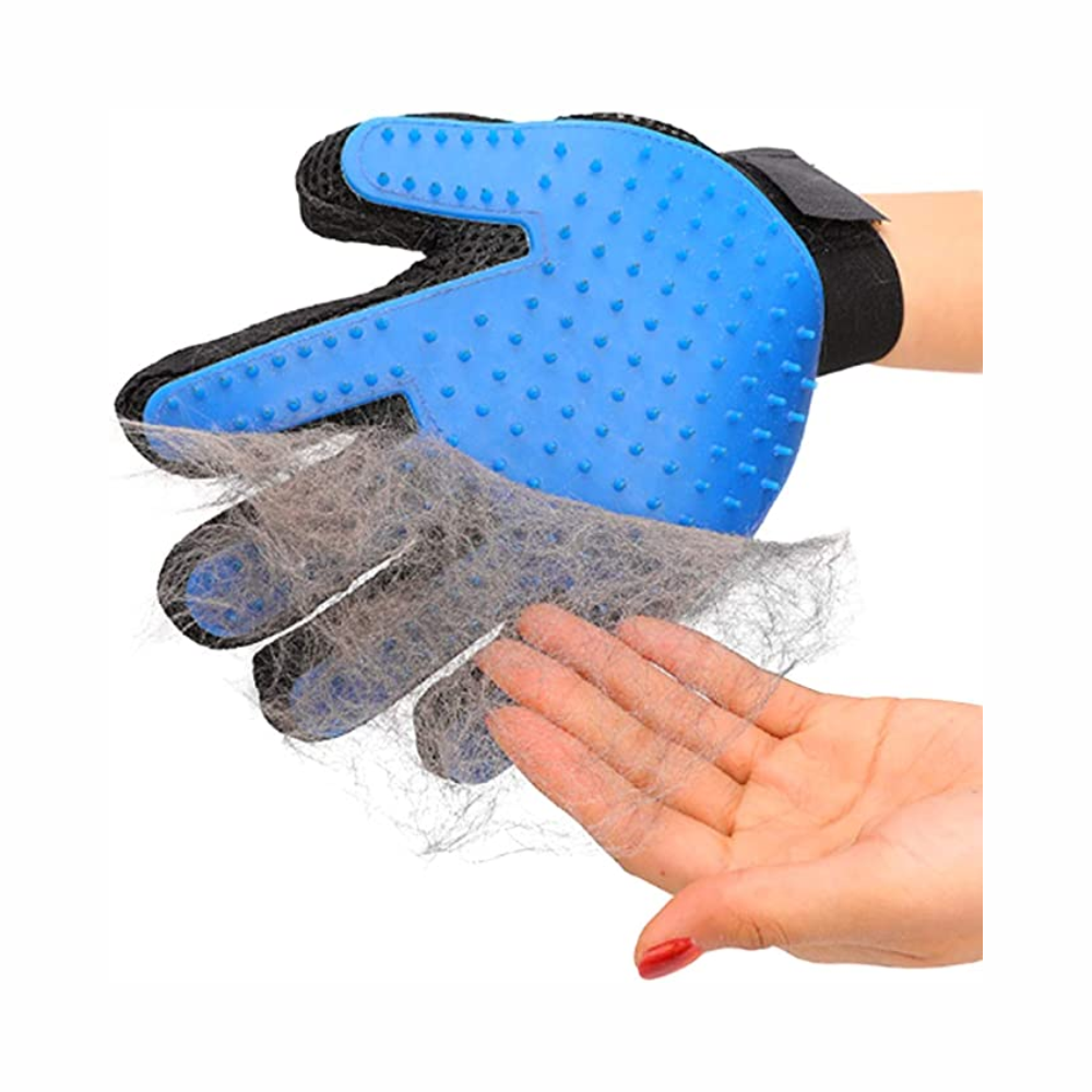 Guante Quita Pelo Masajeador Perros Gatos Silicona 180 Puntas Azul