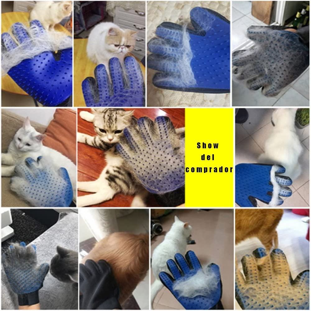 Guante Quita Pelo Masajeador Perros Gatos Silicona 180 Puntas Azul