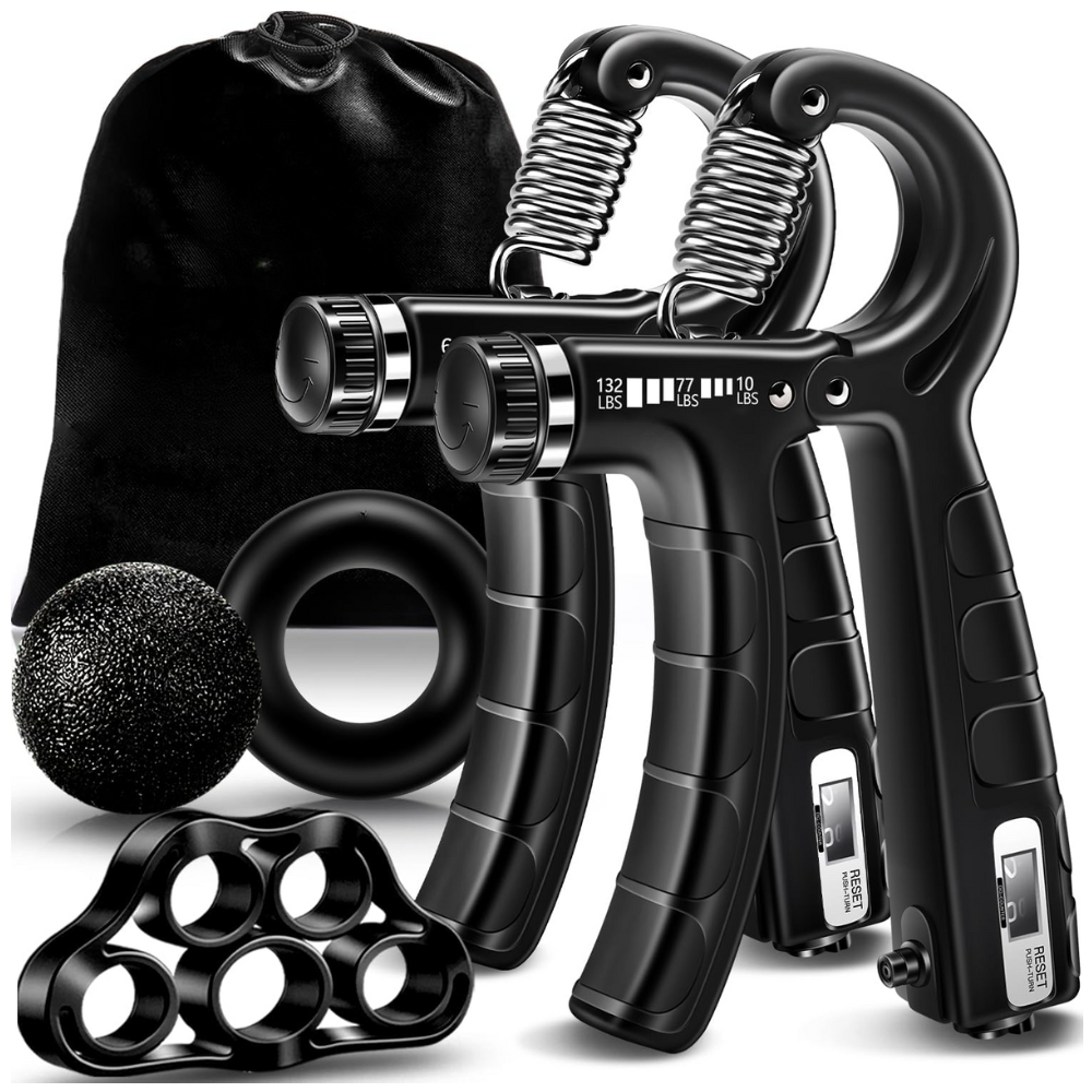 Ejercitador Mano Antebrazo Pinza Graduable 5 60kg Pack 2 Kits Contador