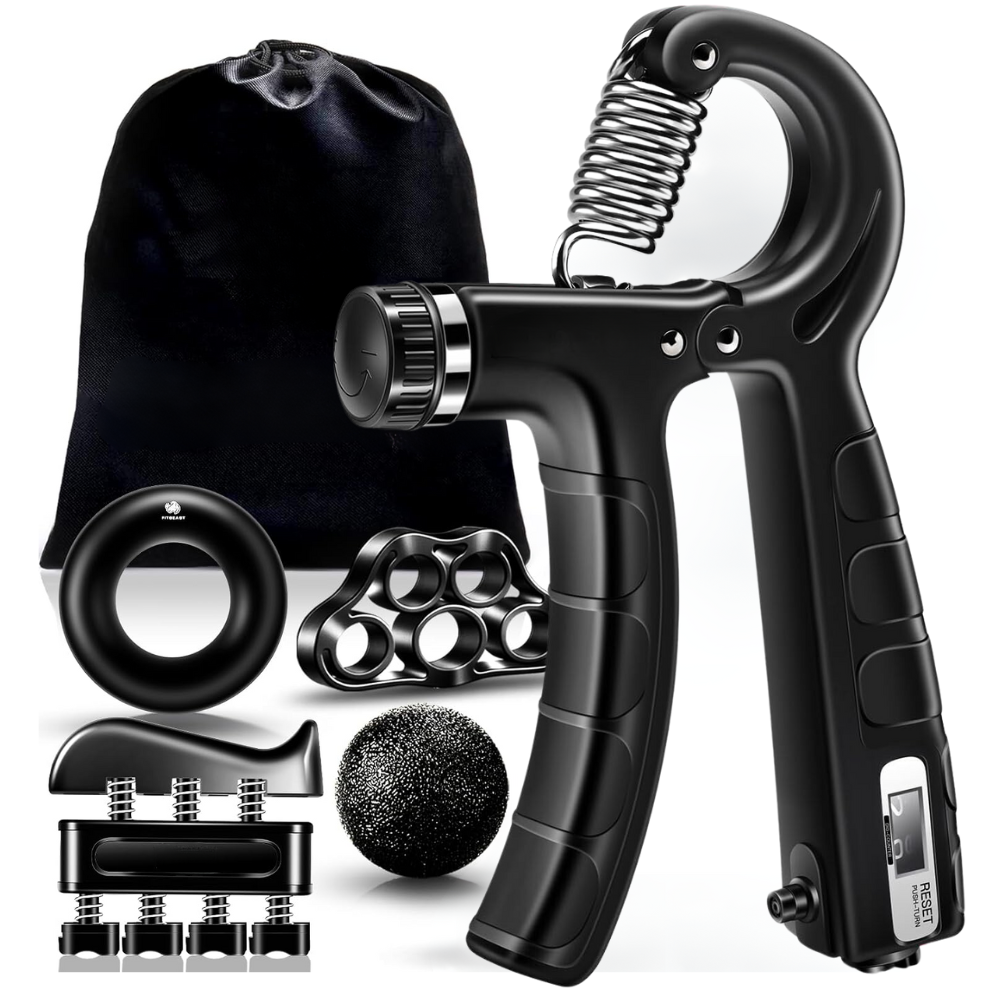 Ejercitador Mano Antebrazo Pinza Graduable 60kg Kit 5 Piezas Contador