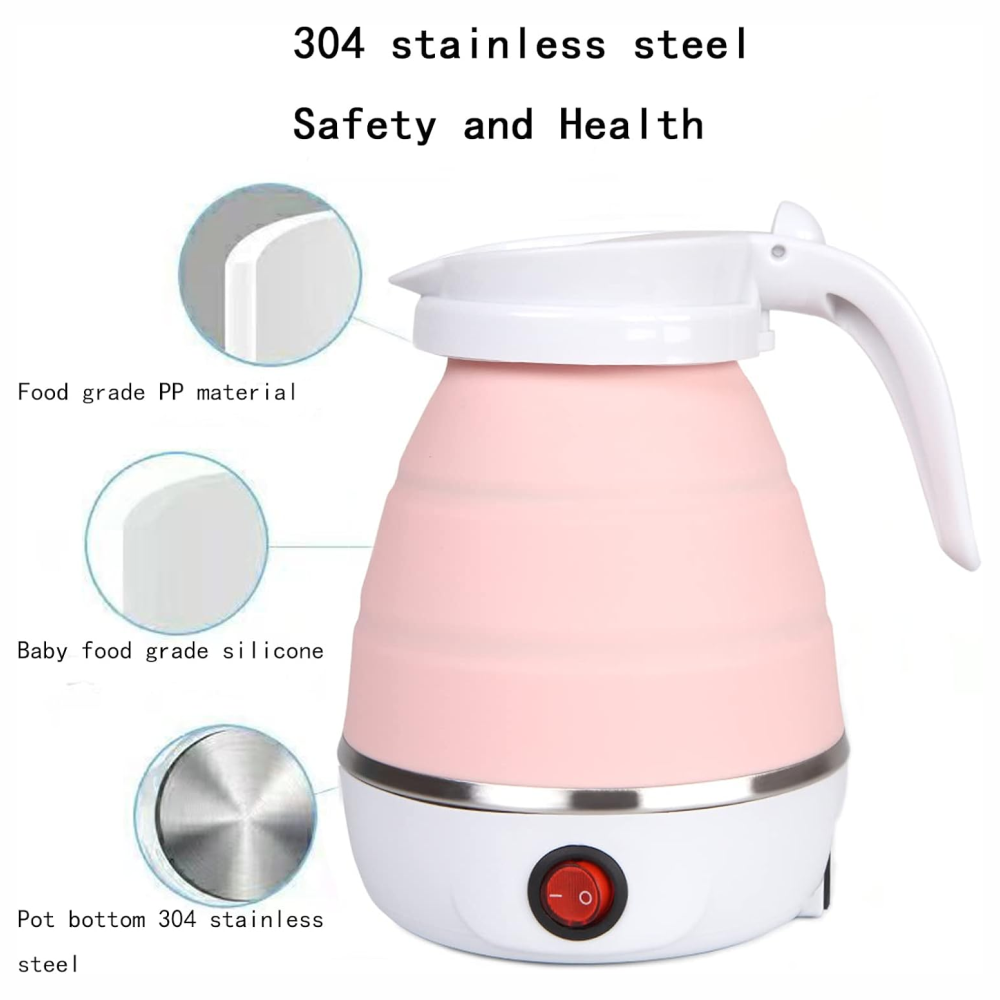 Hervidor Agua Eléctrico Plegable Silicona 600ml 600W Portátil Viaje