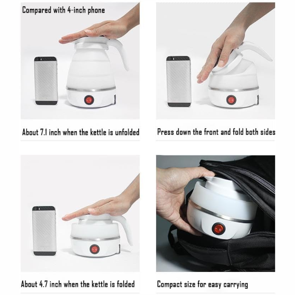 Hervidor Agua Eléctrico Plegable Silicona 600ml 600W Portátil Viaje