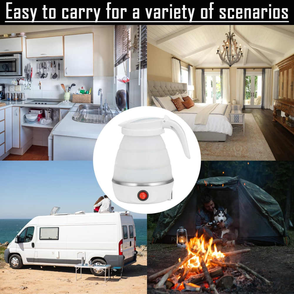 Hervidor Agua Eléctrico Plegable Silicona 600ml 600W Portátil Viaje