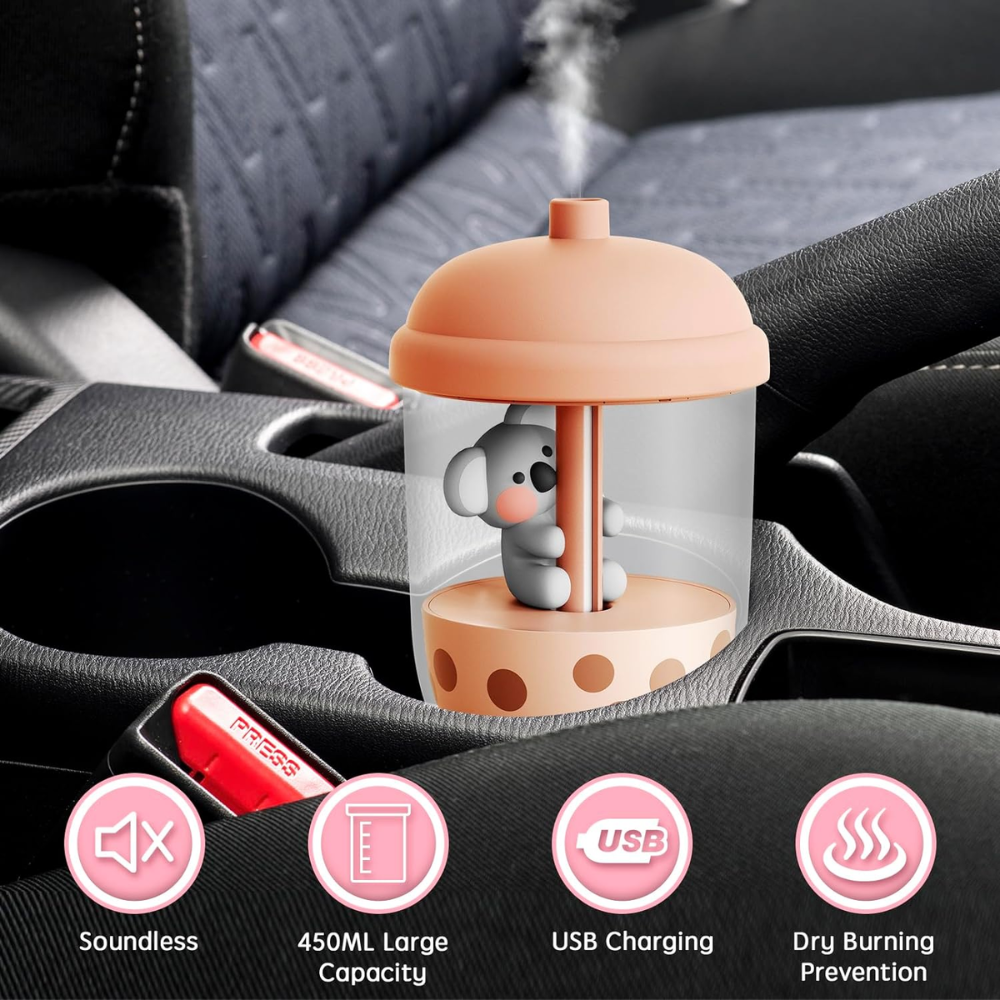 Humidificador Difusor Aromas Koala Milk Tea USB 450ml Niebla Fría