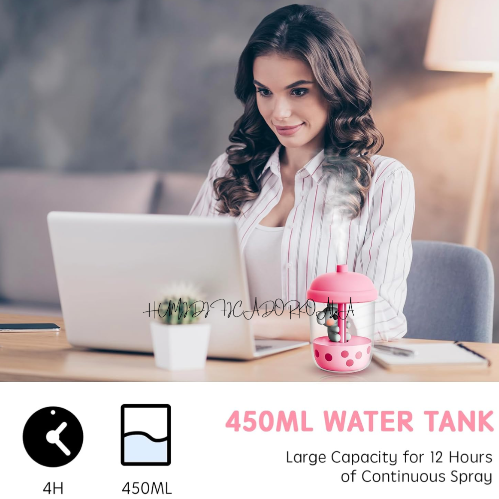 Humidificador Difusor Aromas Koala Milk Tea USB 450ml Niebla Fría