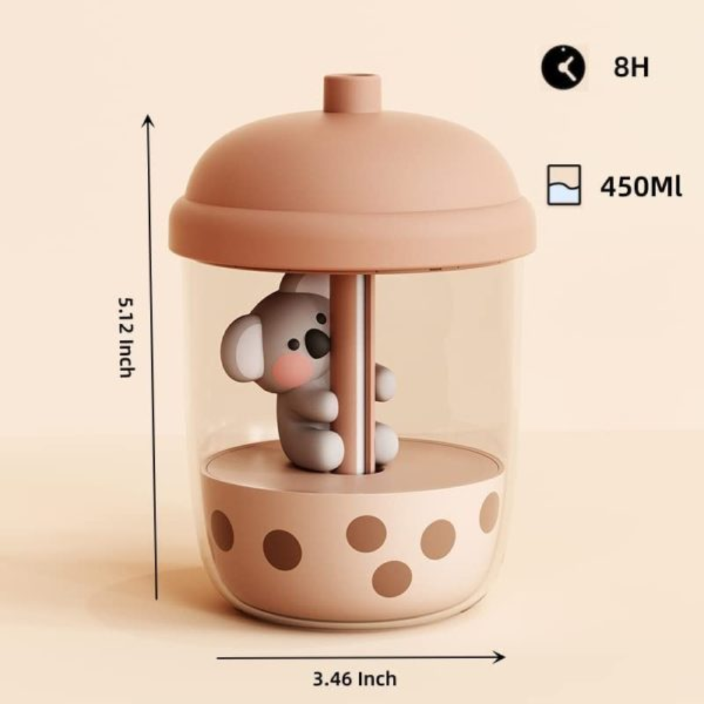 Humidificador Difusor Aromas Koala Milk Tea USB 450ml Niebla Fría