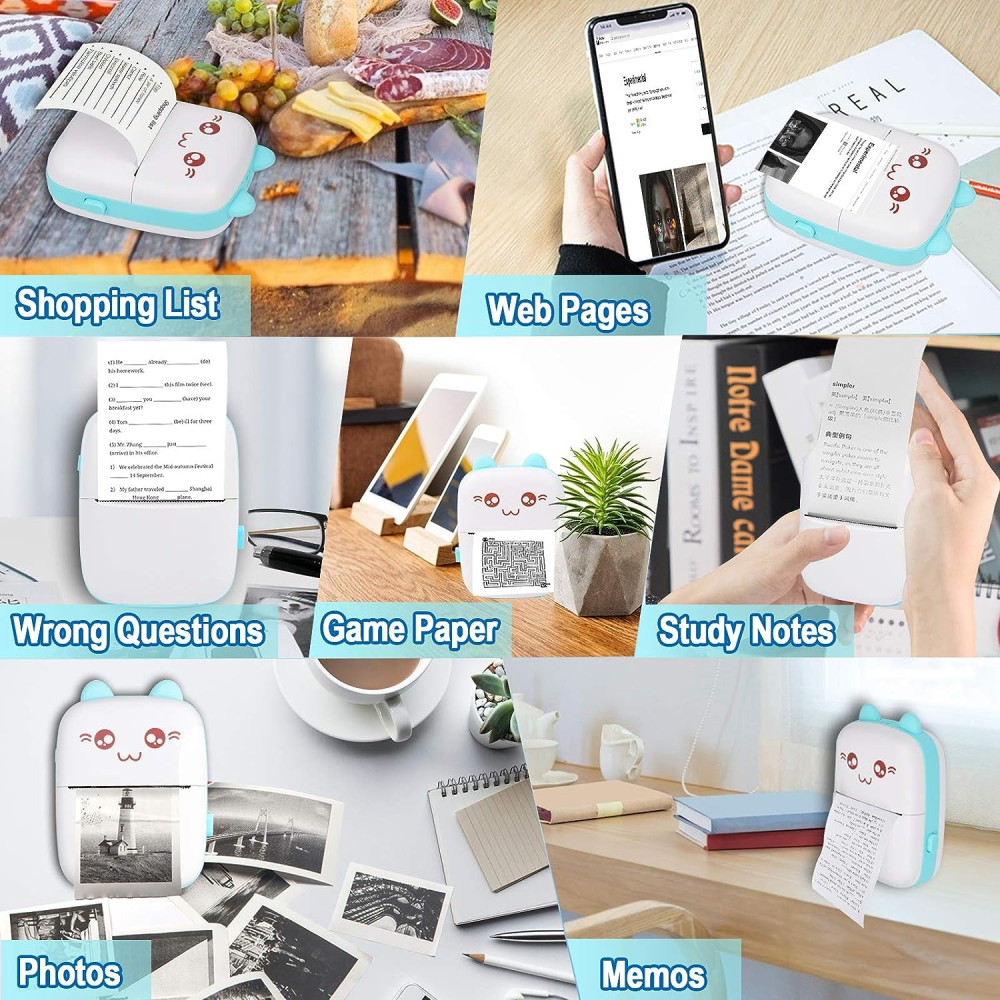 Mini Impresora Térmica Celular Bluetooth Portátil Rollos Papel Fotos