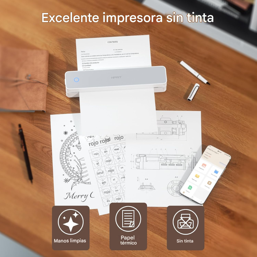 Impresora Térmica Portátil A4 HPRT MT610 Bluetooth Celular Tareas