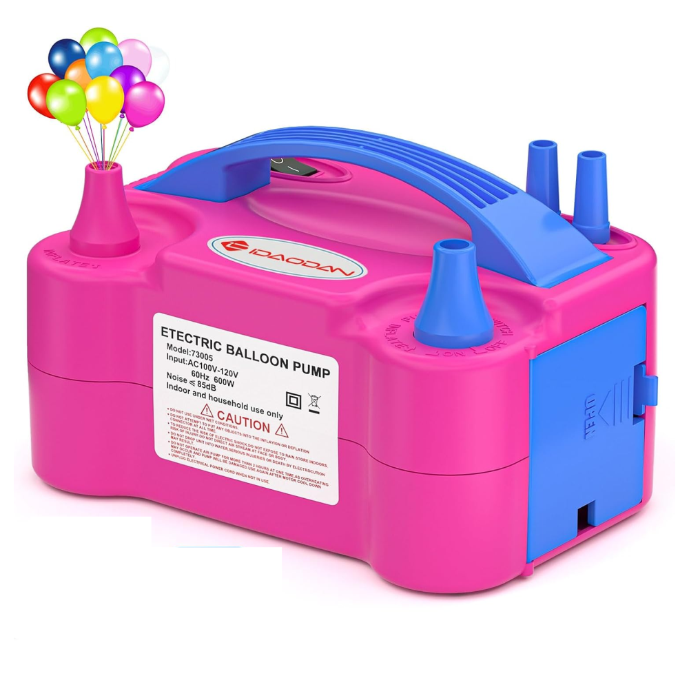 Inflador Globos Eléctrico Doble Boquilla 600W 110V Decoración Fiestas