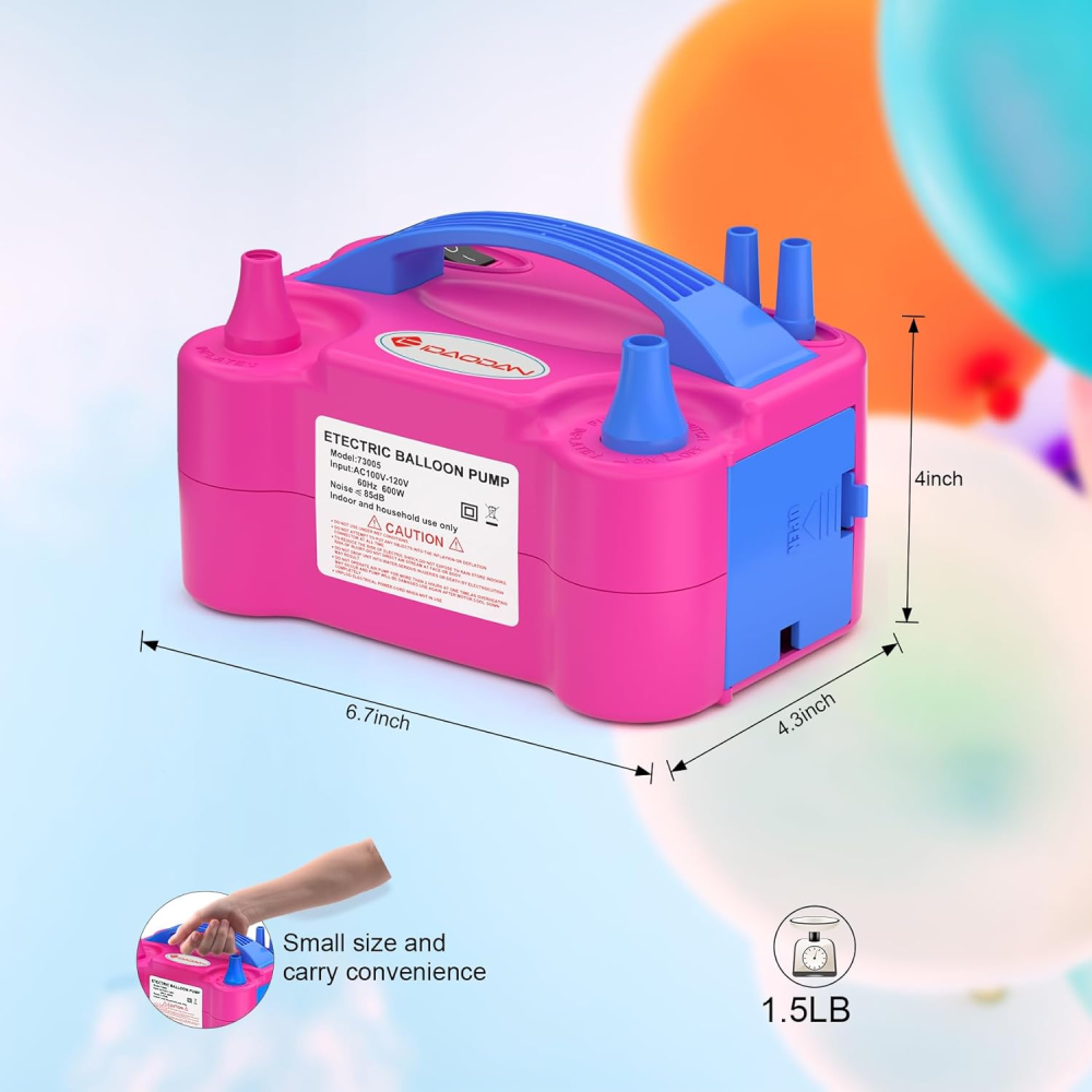 Inflador Globos Eléctrico Doble Boquilla 600W 110V Decoración Fiestas