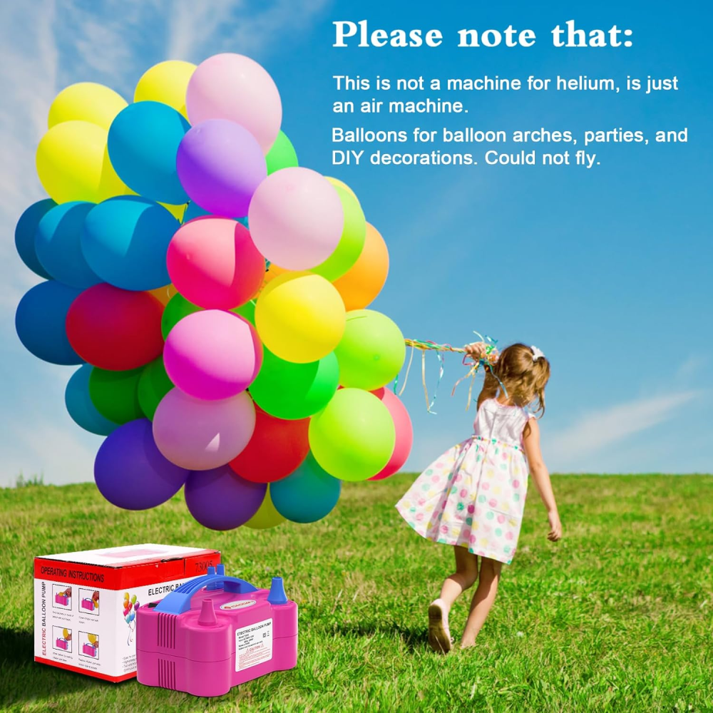 Inflador Globos Eléctrico Doble Boquilla 600W 110V Decoración Fiestas