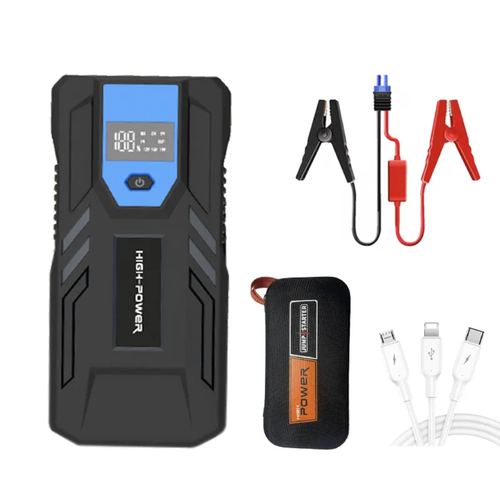 Arrancador Batería Carro Moto Portátil Power Bank Linterna 12V Cables