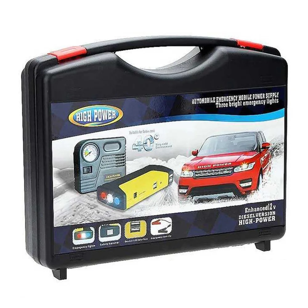 Arrancador Baterías Carro Moto 12V Kit Compresor Power Bank Linterna
