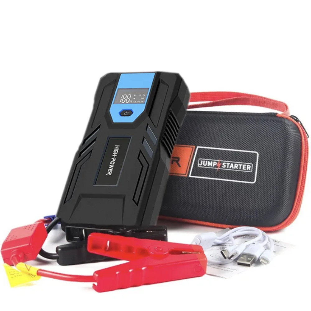 Arrancador Batería Carro Moto Portátil Power Bank Linterna 12V Cables