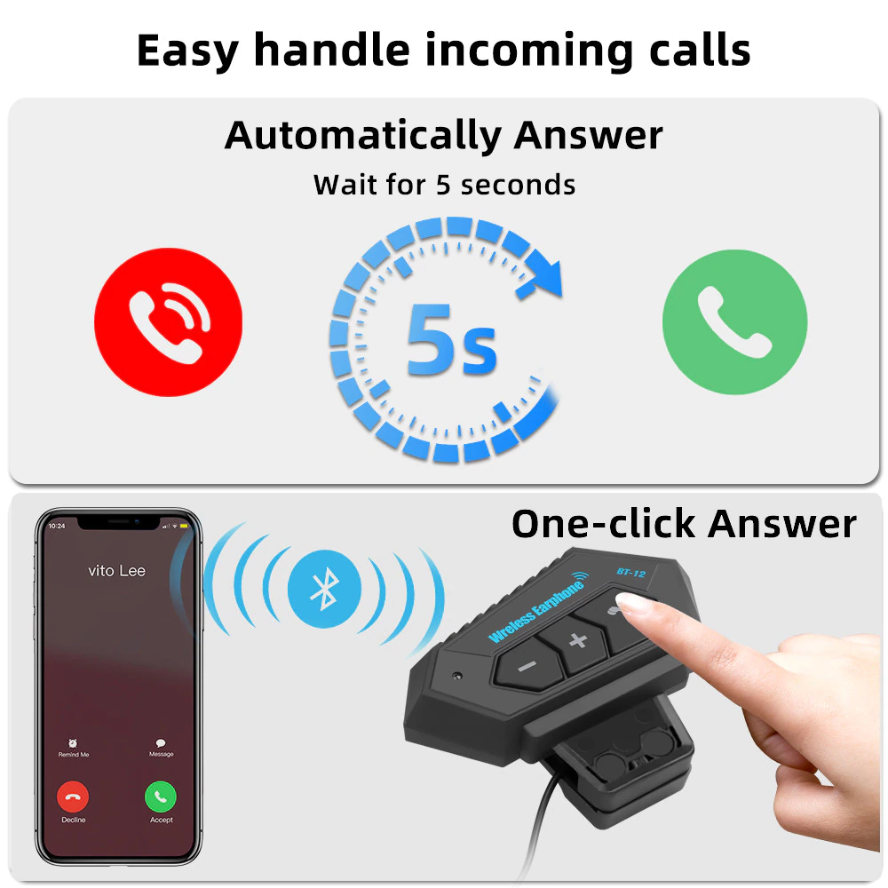 Intercomunicador Moto Bluetooth BT-12 Manos Libres Casco Música