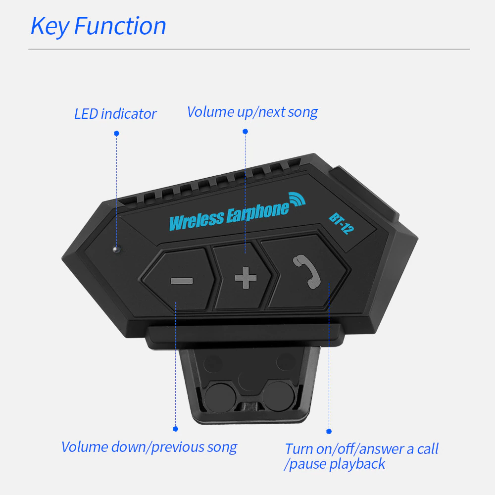 Intercomunicador Moto Bluetooth BT-12 Manos Libres Casco Música