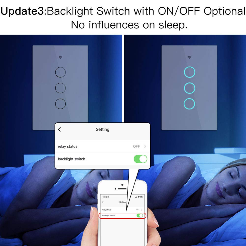 Interruptor Inteligente WiFi Triple Táctil Vidrio Alexa Google Home