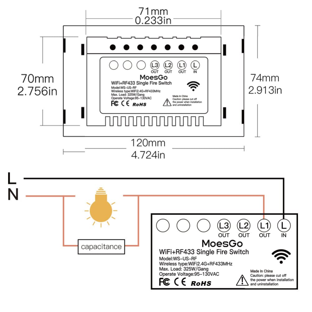 Interruptor Inteligente WiFi Triple Táctil Vidrio Alexa Google Home