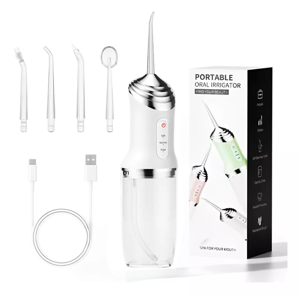 Irrigador Bucal Portátil A12 3 Velocidades 320ml Recargable Rosado