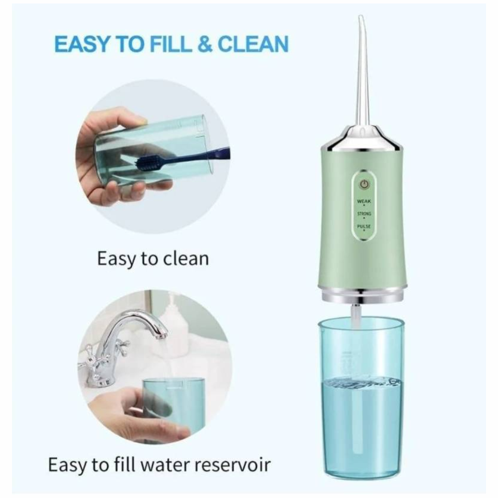 Irrigador Dental Recargable Portátil 3 Modos 4 Boquillas 360 IPX7