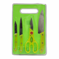 Juego Cuchillos 5 Piezas Acero Inoxidable Tijeras Tabla Picar Fundas