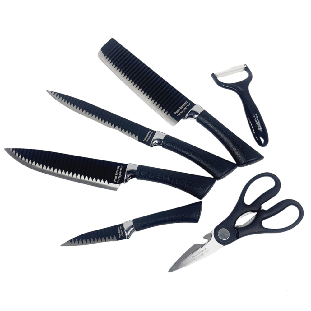 Juego Cuchillos 6 Piezas Recubrimiento Cerámico Tijeras Pelador Cocina