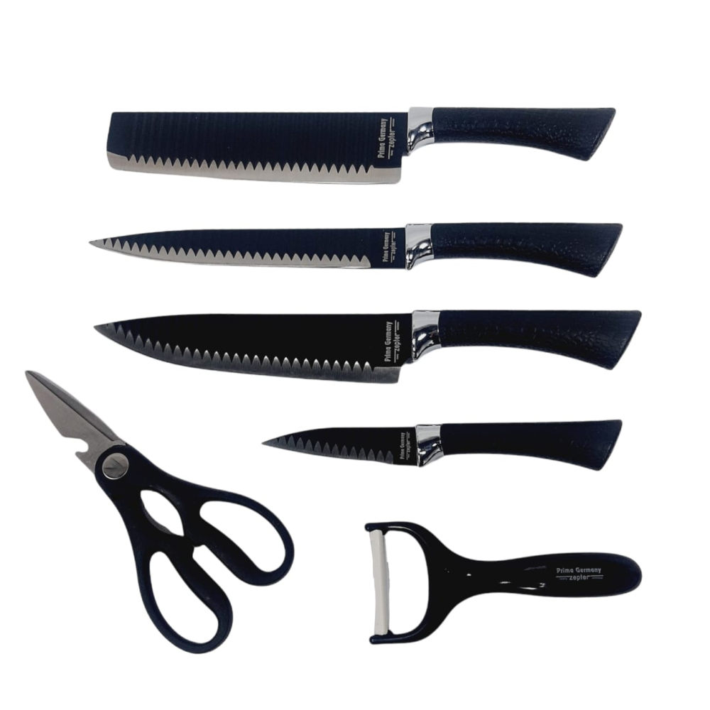 Juego Cuchillos 6 Piezas Recubrimiento Cerámico Tijeras Pelador Cocina