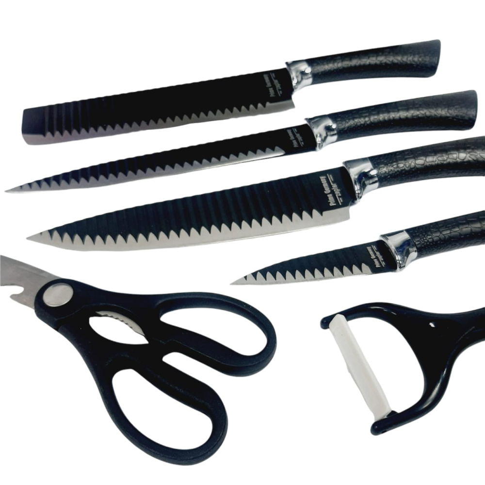 Juego Cuchillos 6 Piezas Recubrimiento Cerámico Tijeras Pelador Cocina