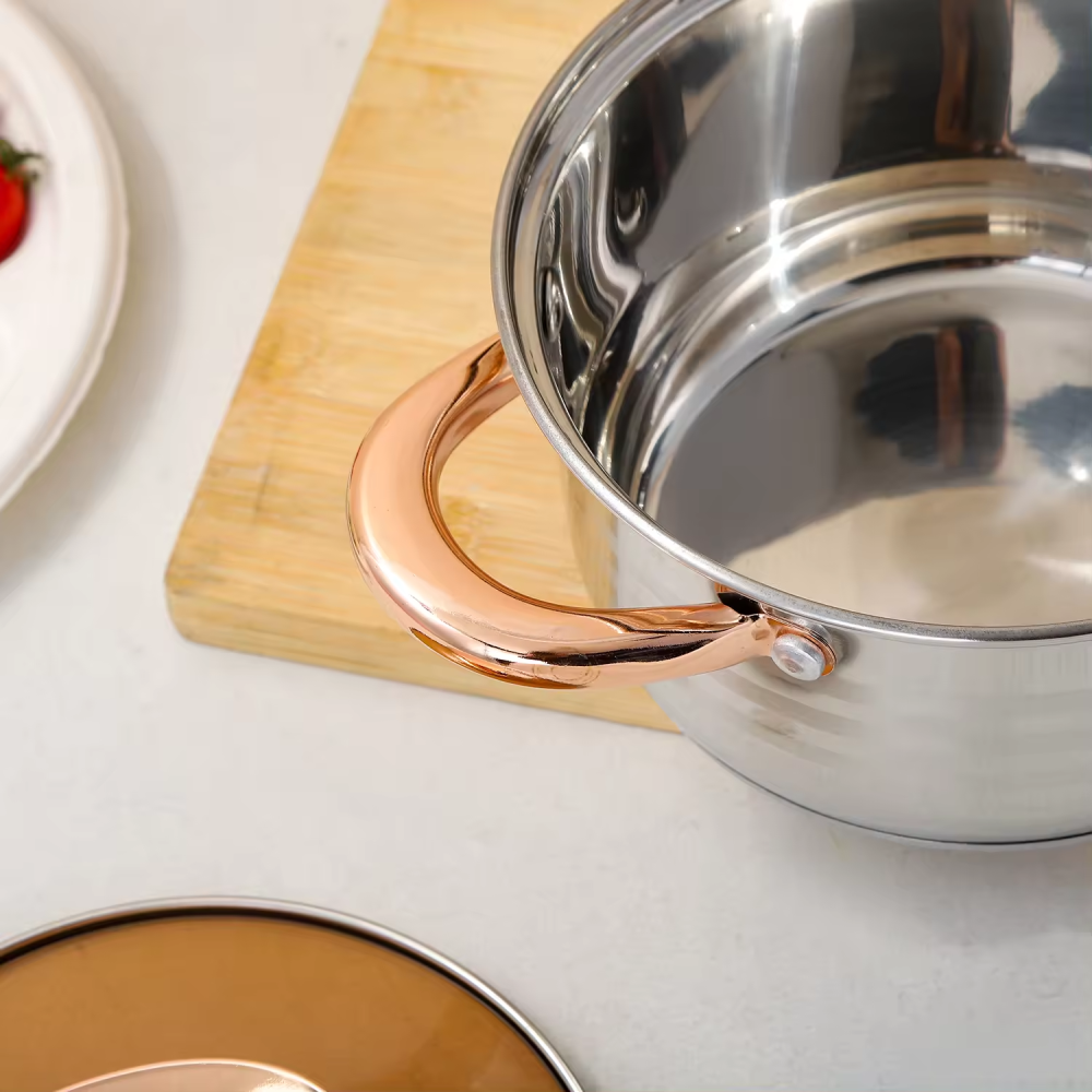 Batería Cocina Ollas Acero Inoxidable Duo Le Bao 6 Piezas Inducción