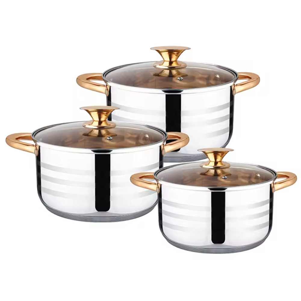 Batería Cocina Ollas Acero Inoxidable Duo Le Bao 6 Piezas Inducción