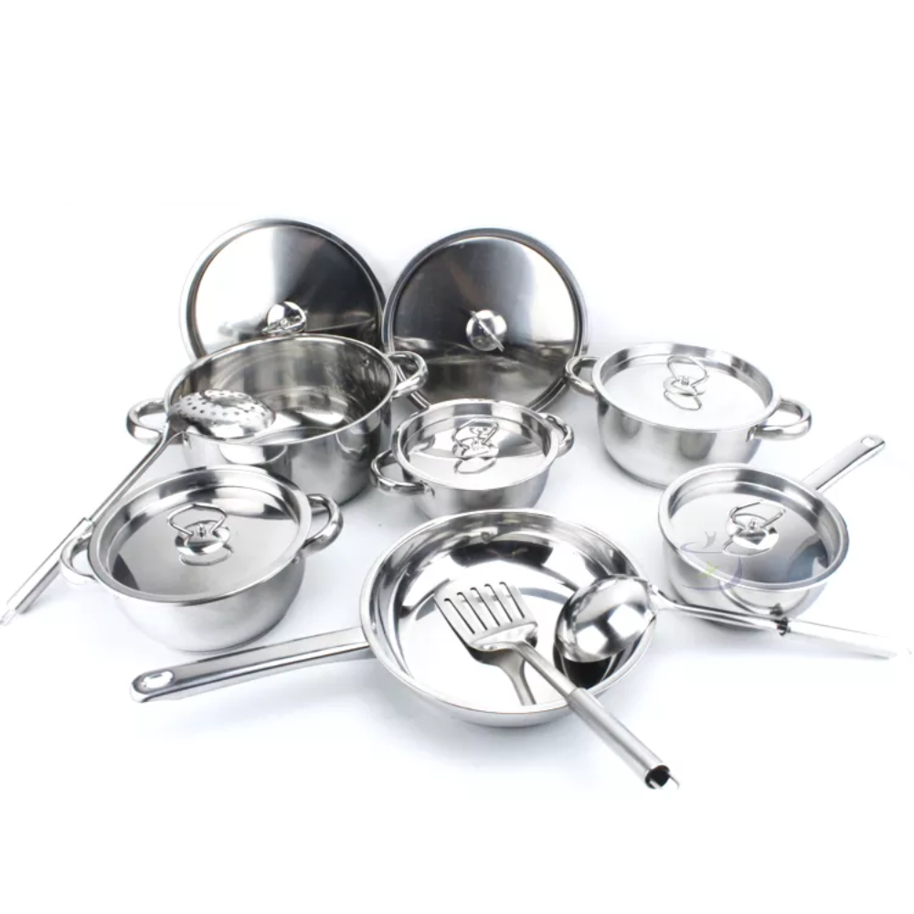 Juego Ollas Acero Inoxidable Renahouse 15 Piezas Inducción Cucharones