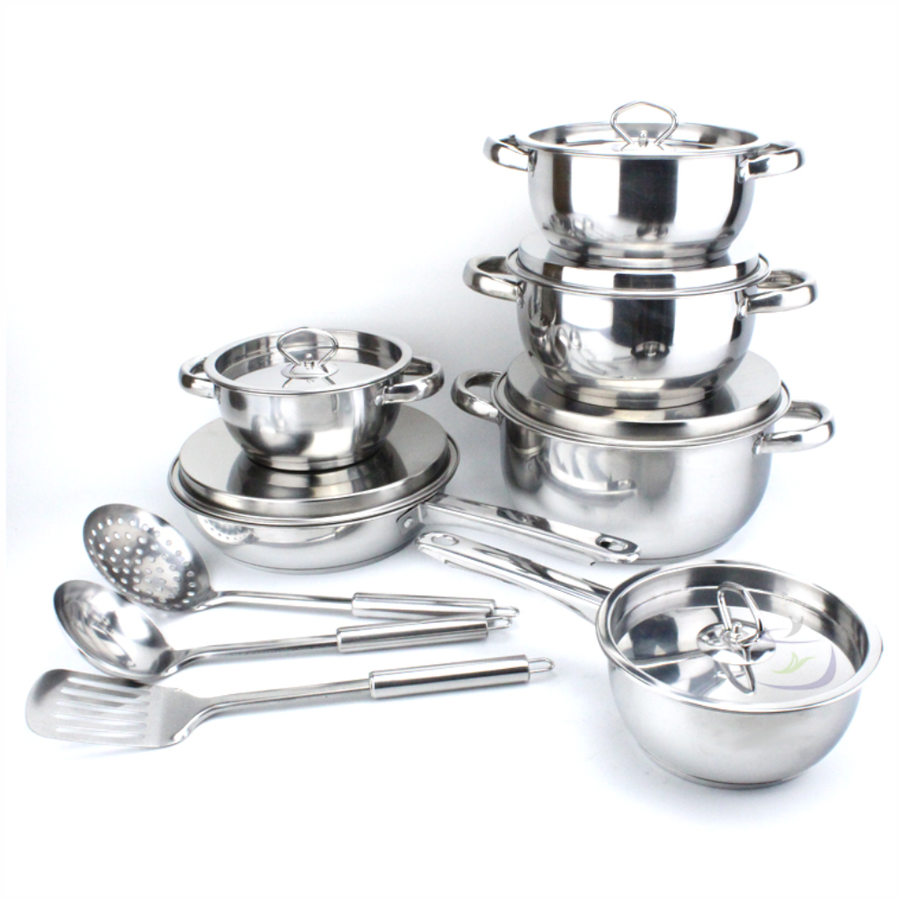 Juego Ollas Acero Inoxidable Renahouse 15 Piezas Inducción Cucharones