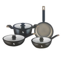 Batería Ollas Mármol Schaffhausen 7 Piezas Antiadherente Negro Wok