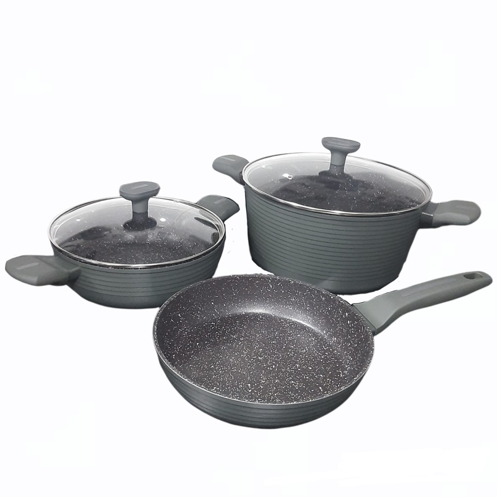 Juego Ollas Renahouse 5 Piezas Mármol Antiadherente Sartén Mangos