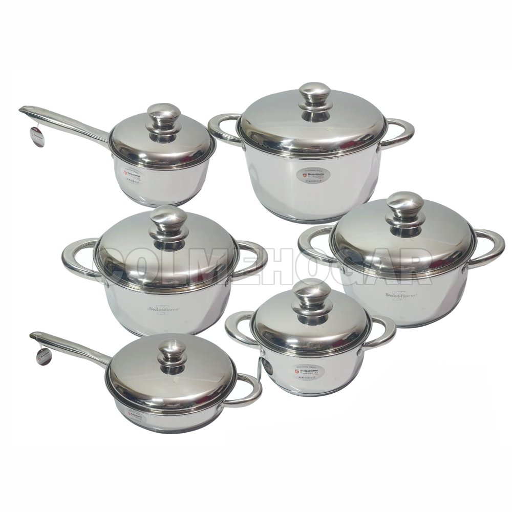 Juego Ollas Swisshome MK12 Acero Quirúrgico 18/10 12 Piezas Tapas