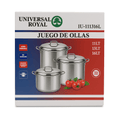 Juego Ollas Soperas Grandes Acero Inoxidable 16 13 11 Litros Tapas