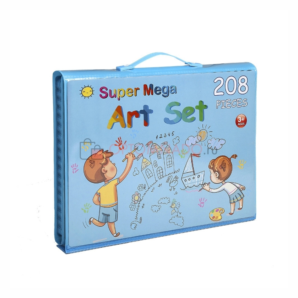 Kit Pintura Niños 208 Piezas Set Arte Acuarelas Colores Caballete