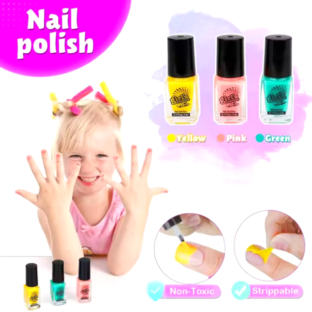 Kit Manicure Niñas Secador Uñas Esmaltes Brillos Separadores Juguete