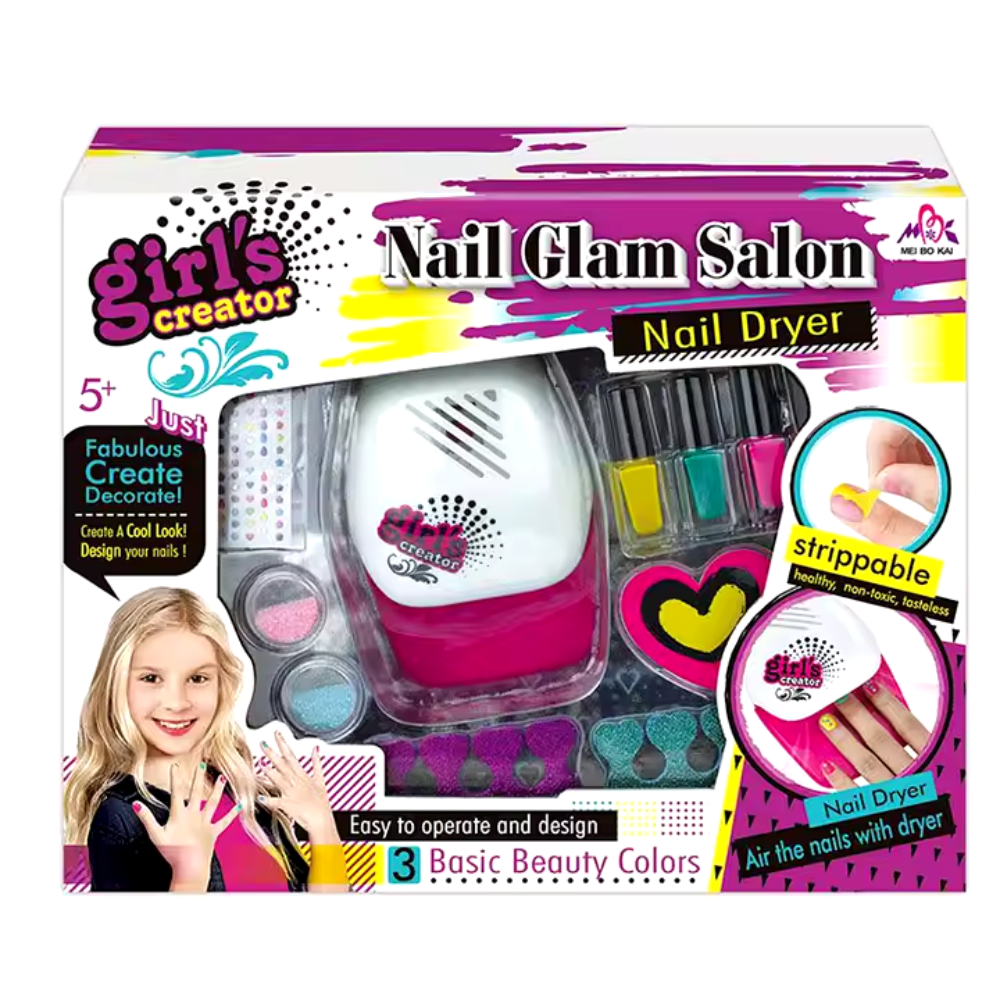 Kit Manicure Niñas Secador Uñas Esmaltes Brillos Separadores Juguete