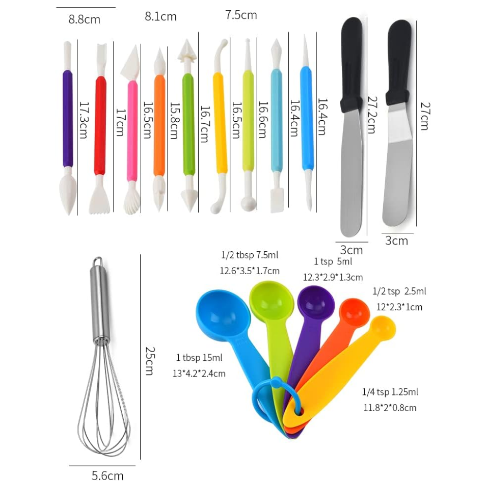 Combo Moldes Tortas 3 Piezas Kit Repostería 66 Piezas Base Giratoria