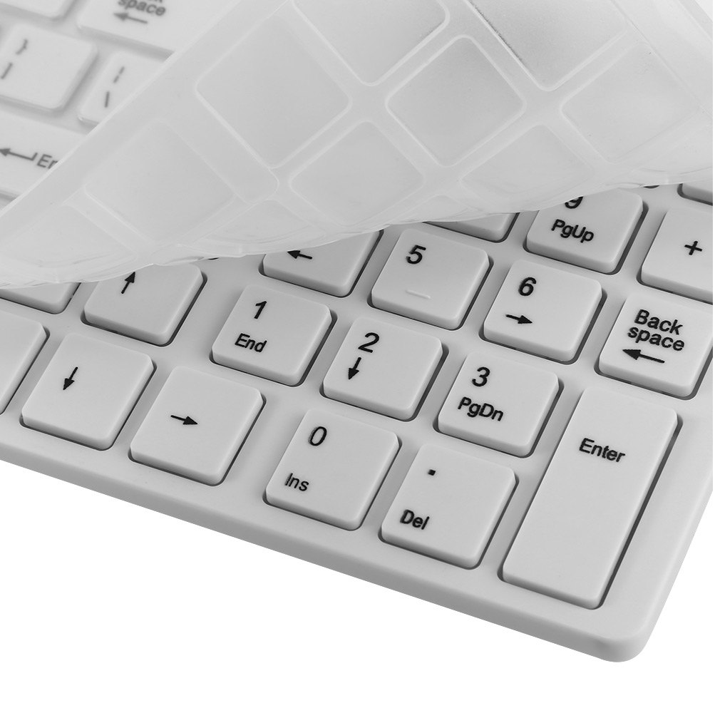Combo Teclado Mouse Inalámbrico K-06 Numérico Protector Teclado Blanco