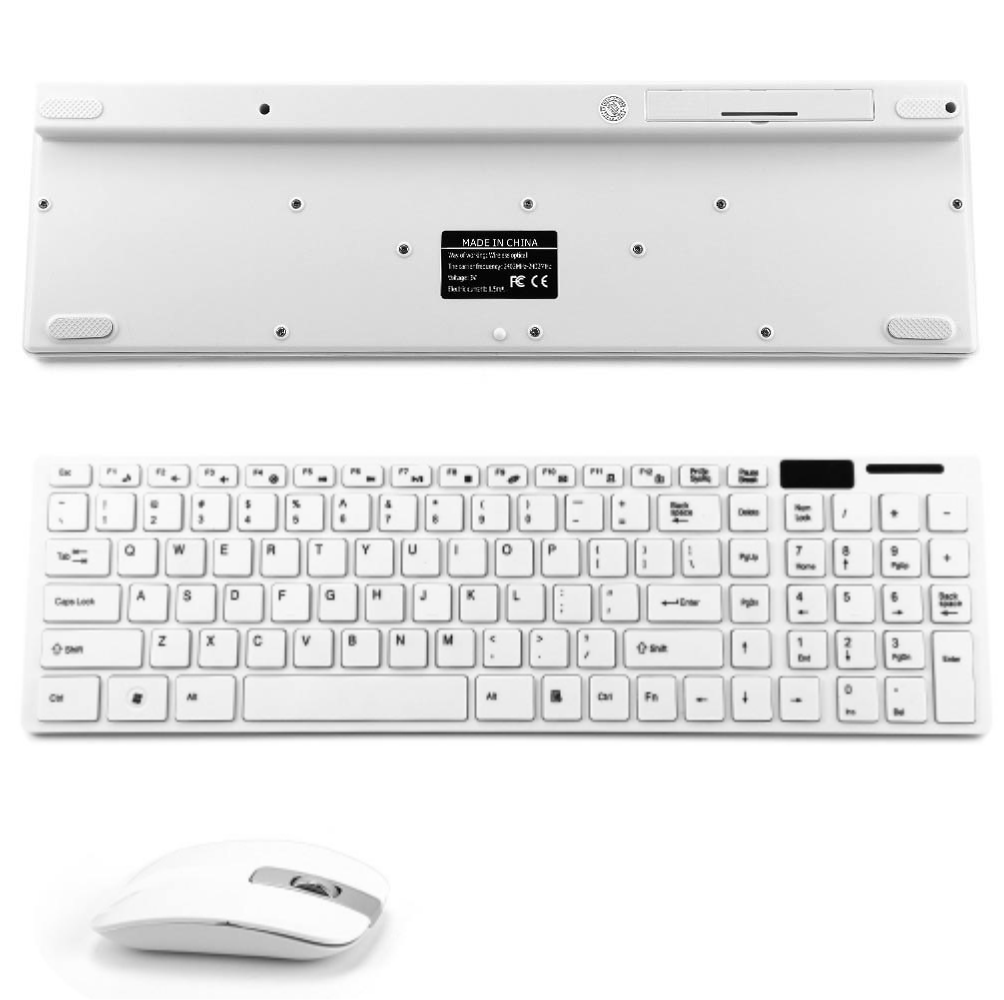 Combo Teclado Mouse Inalámbrico K-06 Numérico Protector Teclado Blanco